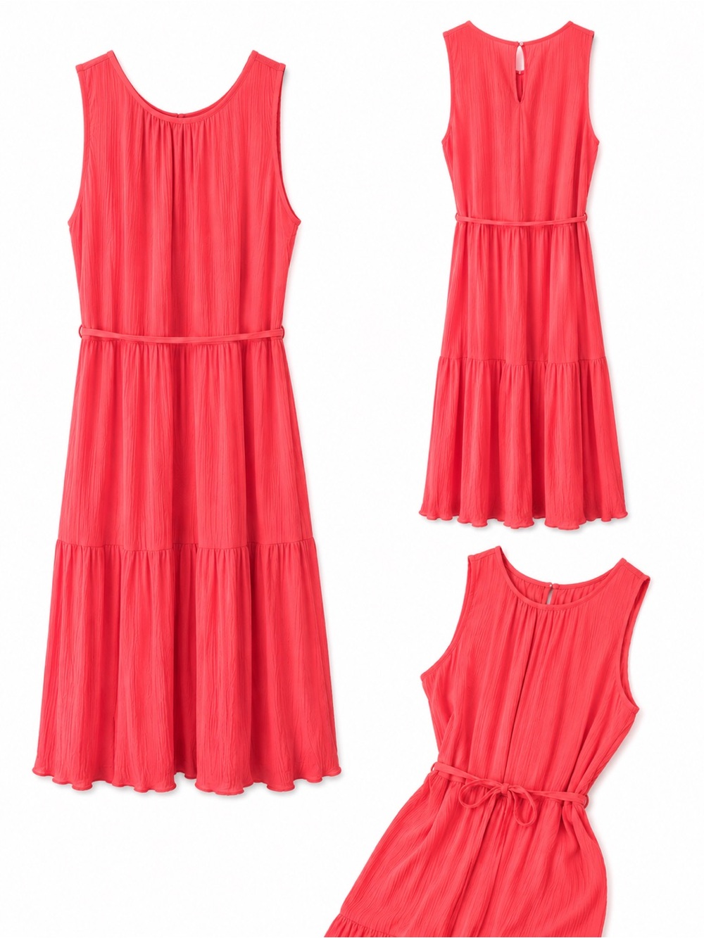 Banana Republic Coral Sleeveless Tiered Midi Dress